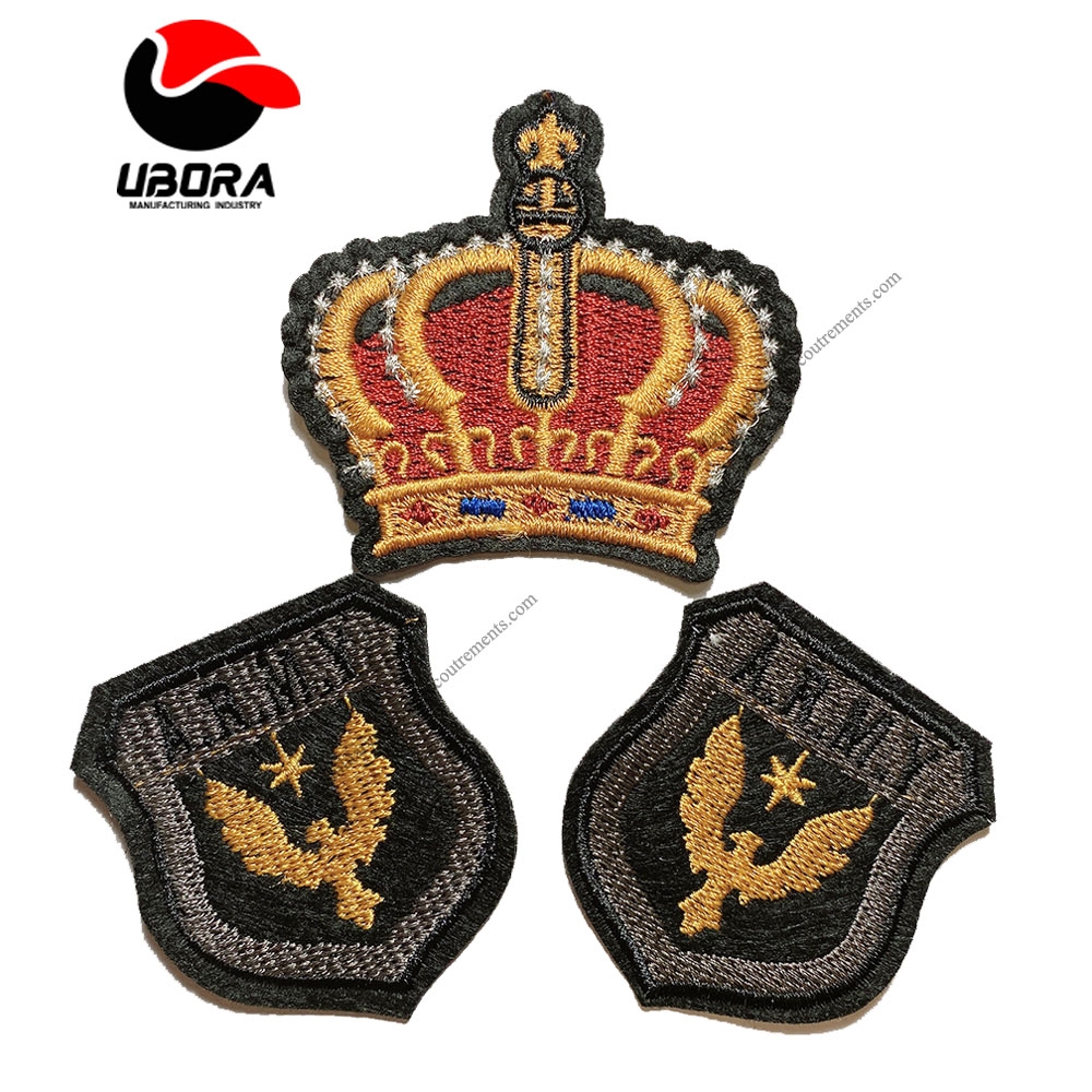 Embroidered Service Custom  crown and armyLogo 100% Machine Embroidery Patches and Badges with Iron
